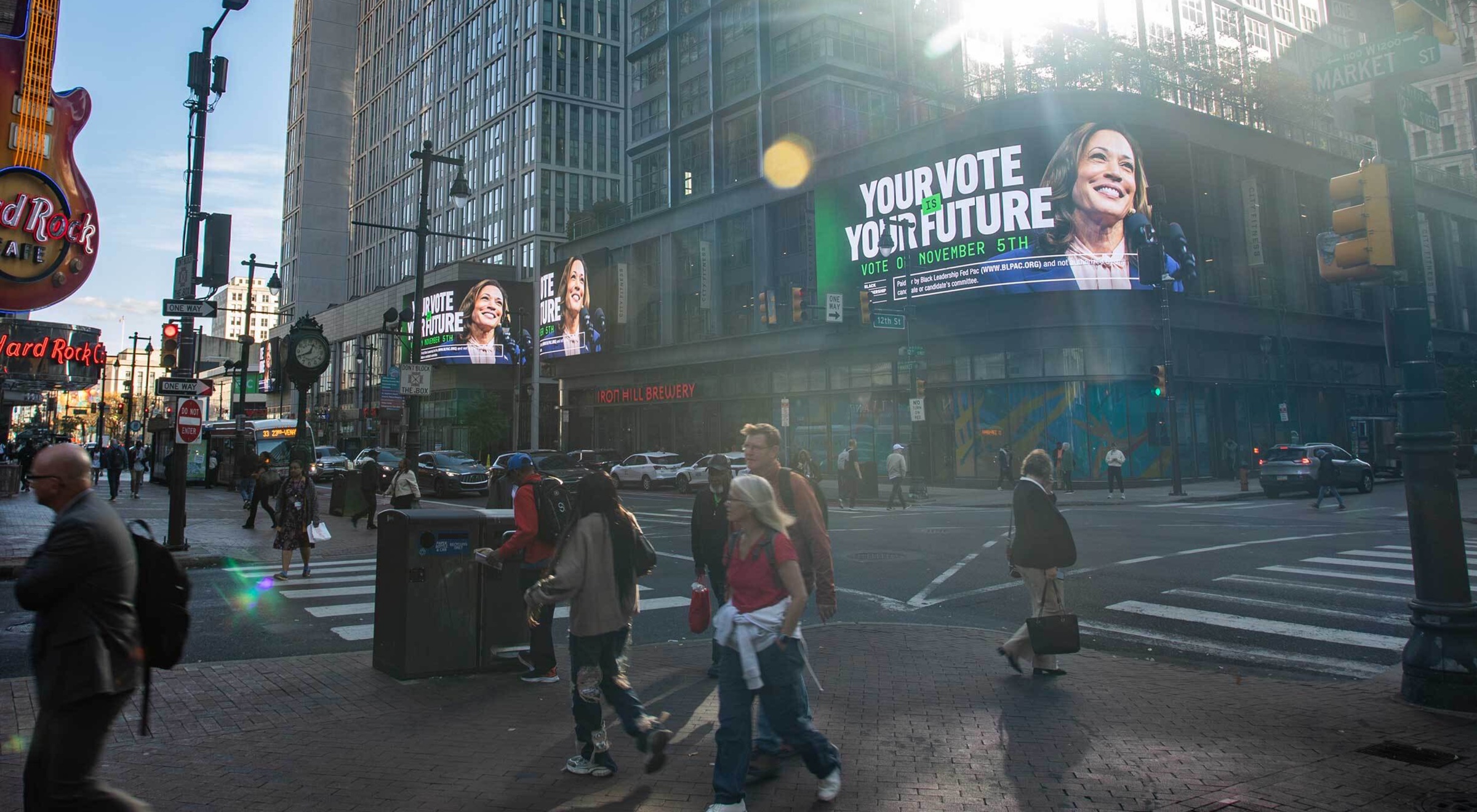Digital billboards live in Center City Philadelphia
