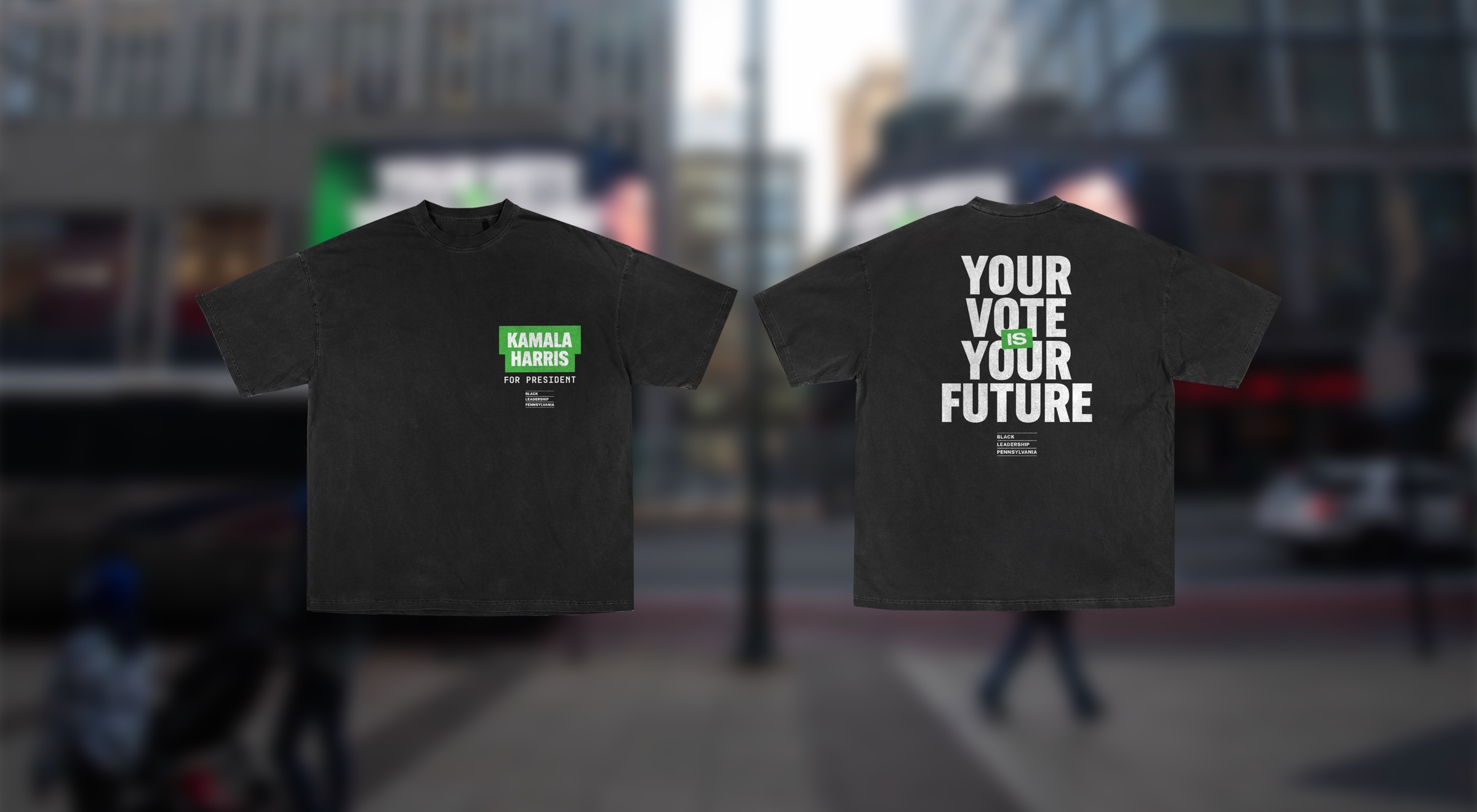 Campaign tees — front & back
