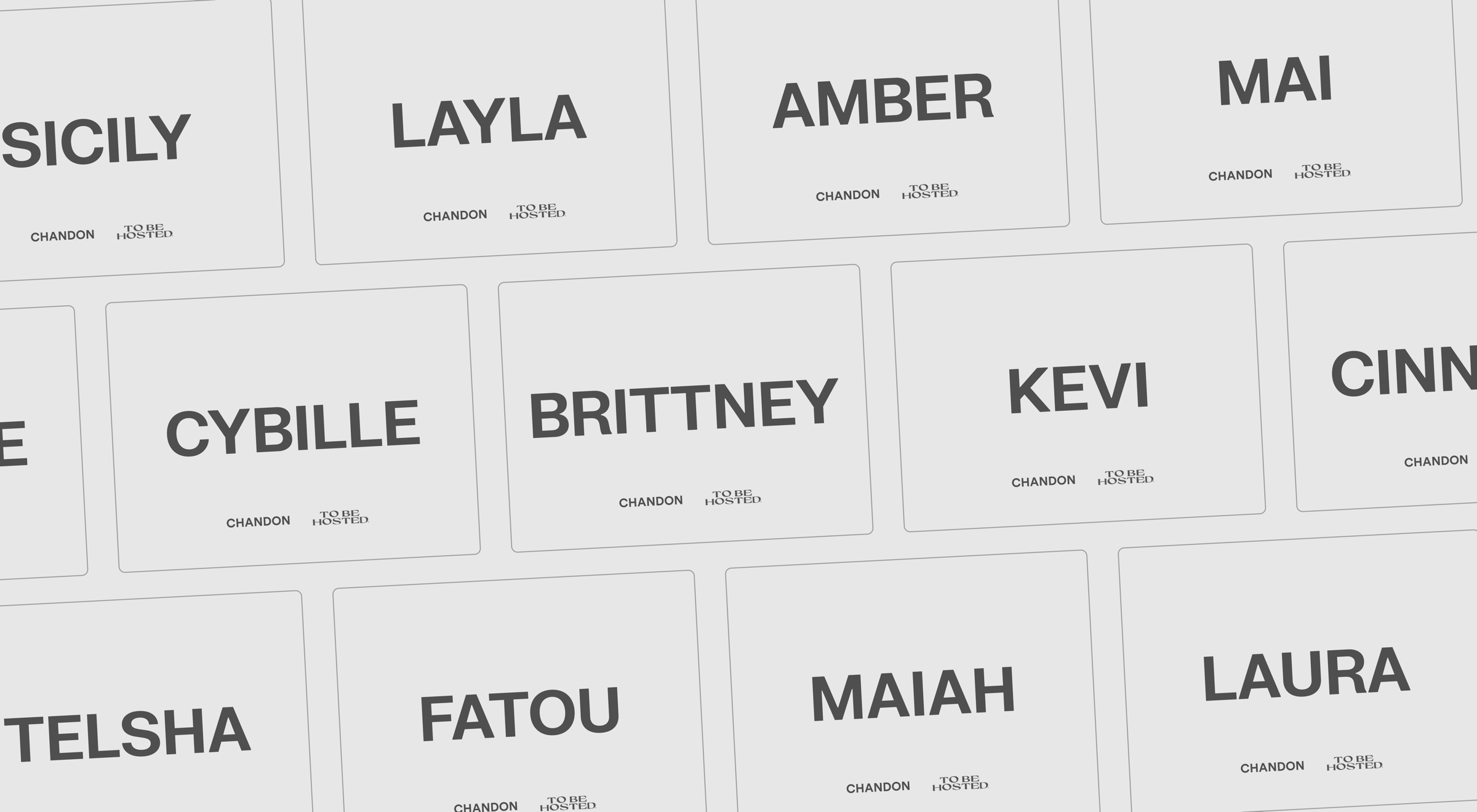 Name cards — every guest set in the same quiet system